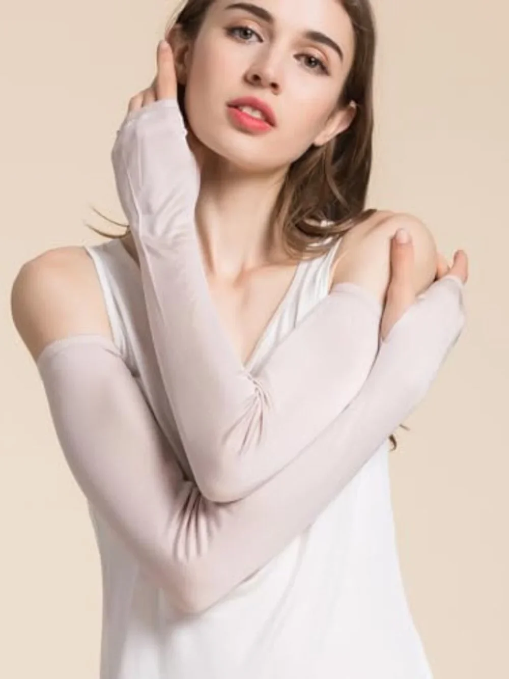 Silk Sun Protection Arm Sleeves UV Blocking Arm Warmers for Running Cycling